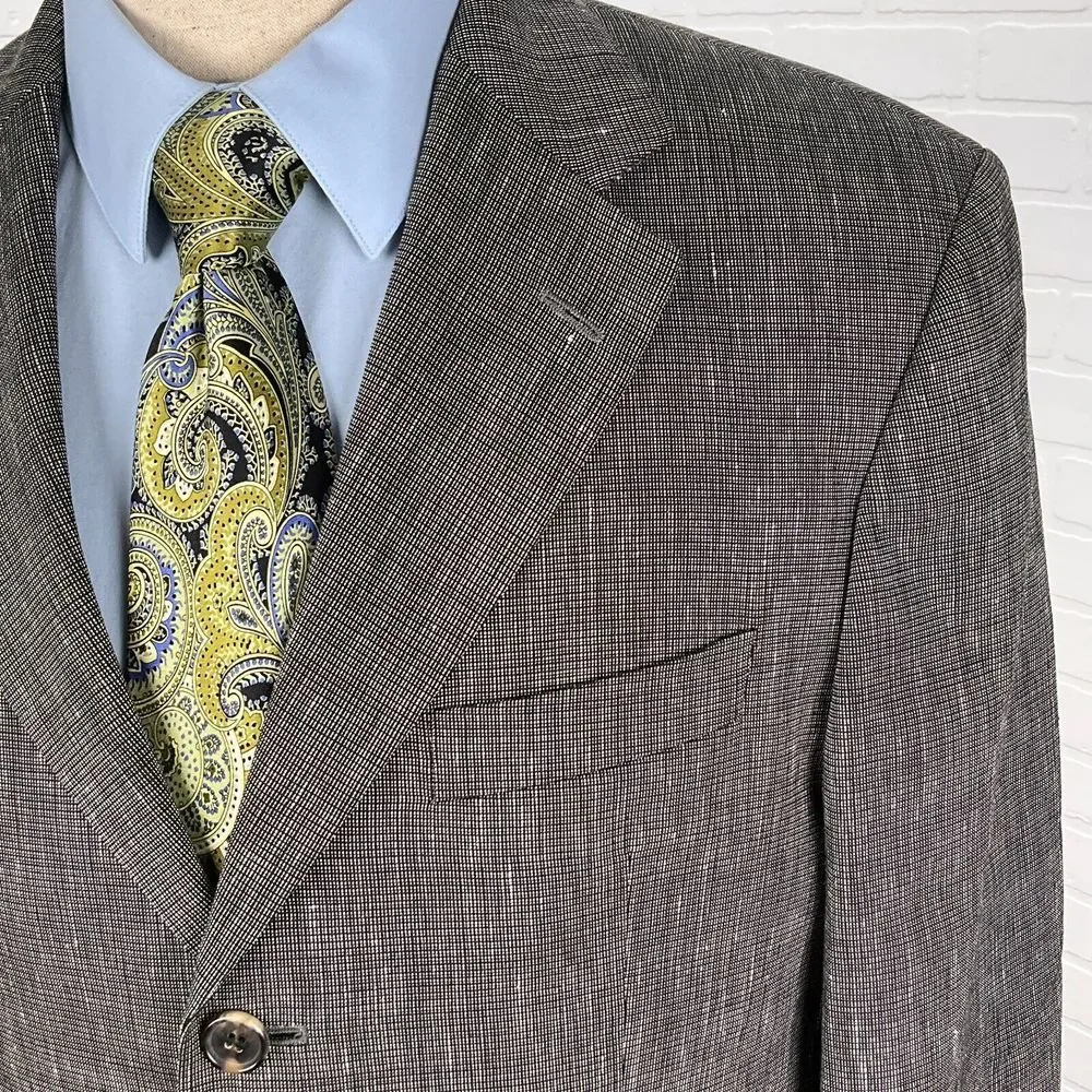 Hugo Boss Blazer Men 40R Gray Da‎ Vinci Textured Classic Career Wool Croatia VTG